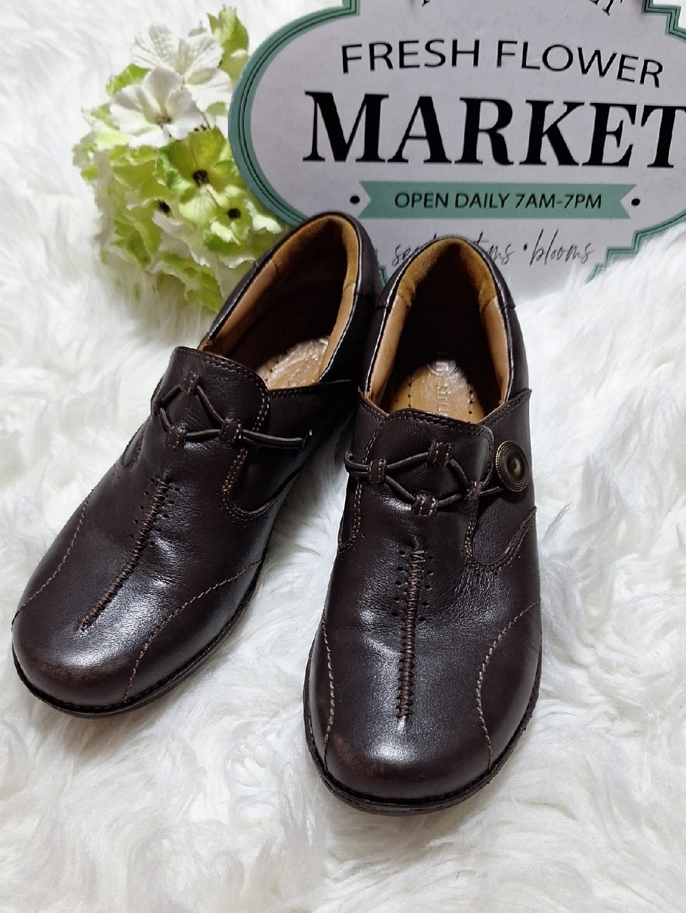 Clarks Dark Brown Leather Slip-On Loafers